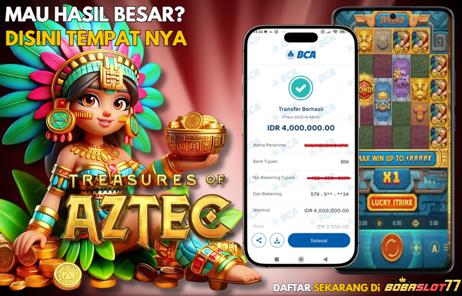 Selamat kepada user id : ba*******2 Wede Rp 4.000.000 di Game TREASURES OF AZTEC PG SOFT Cair Gk Sampe 1 Menit! Menang Mudah di Bobaslot77